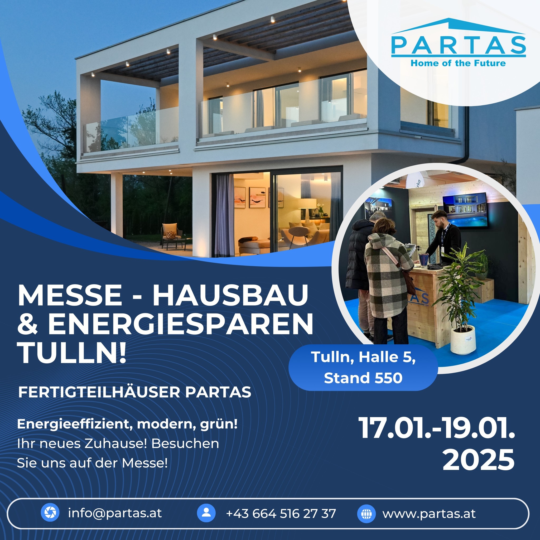 Partas lädt Sie herzlich zur Messe HausBau & EnergieSparen Tulln ein